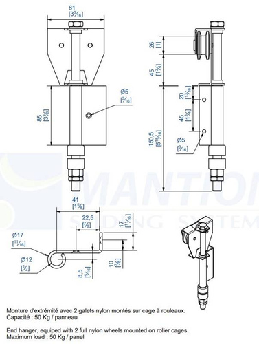 Wózek 4-kołowy MANTION BOB50E, koła poliamidowe