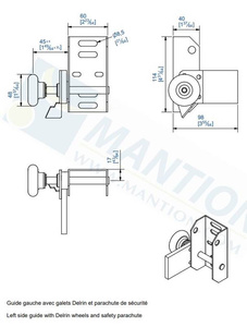 Prowadnik MANTION SPORTUB 4451G lewy, koła Delrin