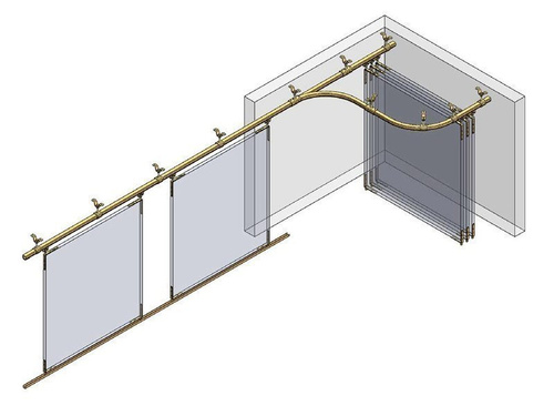 Łuk szyny nośnej 90° NIKO 54.C09, promień 905±15 mm, odcinki proste 540±20 mm, stal nierdzewna AISI 304