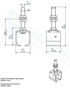 Regulowany uchwyt sufitowy MANTION 9051L, ocynk