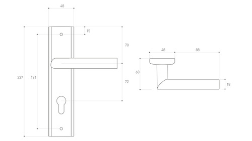 Wewnątrz klatkowa klamka drzwiowa Metal-Bud MIRO 72 mm