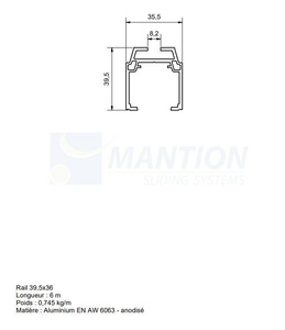 Szyna nośna MANTION 11208A, aluminium, do terenów nadmorskich