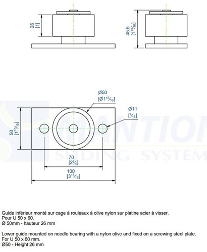 Wzmocniona dolna rolka stabilizująca MANTION 1059, Ø50 mm