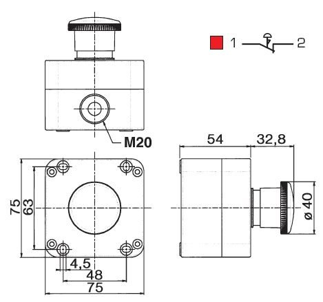Grzybkowy przycisk bezpieczeństwa PQ01P4N
