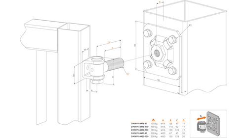 Zawias 90° z regulowaną płytą do przykręcenia Locinox G90WP