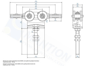 Wózek 6-kołowy z przedłużonym trzpieniem do drzwi automatycznych MANTION 9262SEL, ocynk