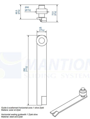 Prowadnik dolny do wbetonowania MANTION 1091, ocynk