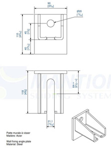 Regulowany uchwyt ścienny MANTION 9066, ocynk