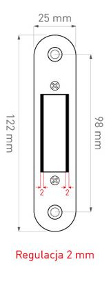 Regulowana blacha zaczepowa do zamków magnetycznych Metal-Bud, wysoka 122 mm
