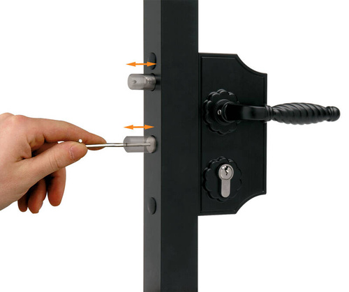 Nawierzchniowy zamek ozdobny mały Locinox LAKY F2 na profil kwadratowy 60-70 mm