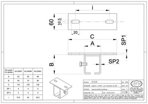 Podpora sufitowa IBFM do szyny 57x67 mm, typ 328G