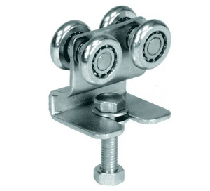 Wózek 4-kołowy gięty IBFM do szyny nośnej 33x34 mm, typ 338/4 z trzpieniem gwintowanym M8