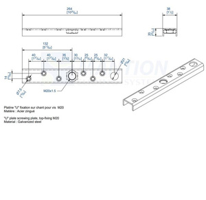 Wzmocniona U-kształtna płytka montażowa do skrzydeł drewnianych MANTION 0086SW, ocynk