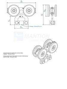 Wózek 4-kołowy do haków MANTION 2862A, ocynk