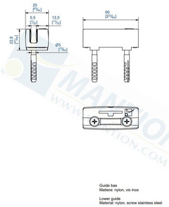 Regulowany prowadnik dolny MANTION 11110GDU, nylon