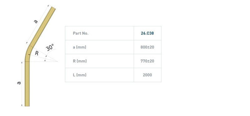 Łuk szyny nośnej 30° NIKO 26.C38, promień 770±20 mm, odcinki proste 800±20 mm, ocynk