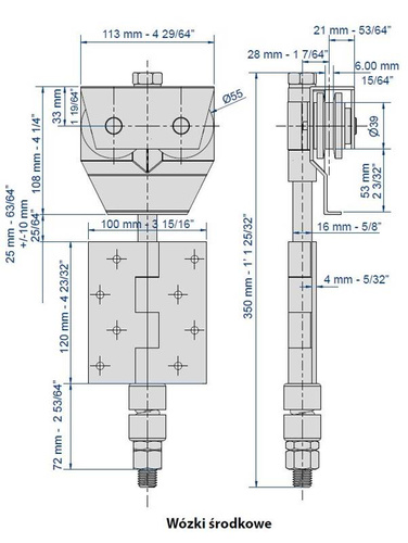 Wózek 4-kołowy MANTION BOB100, koła poliamidowe