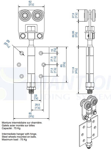 Wózek 4-kołowy MANTION 9532, ocynk