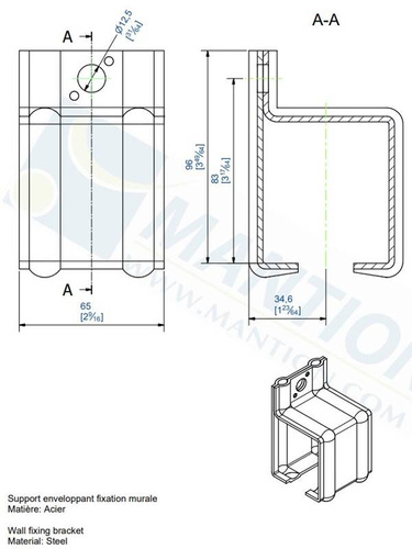 Uchwyt ścienny MANTION 6356, ocynk