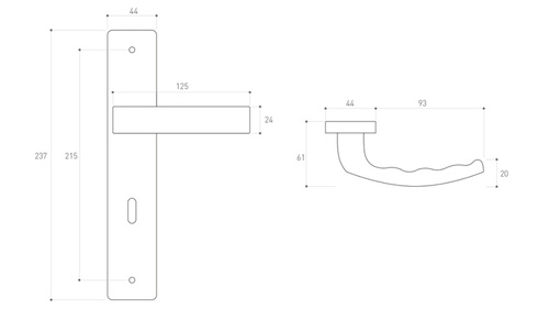 Klamka drzwiowa Metal-Bud MONDO 72 mm