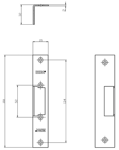 Blacha kątowa do elektrozaczepów BIRA OK-K1, ocynk
