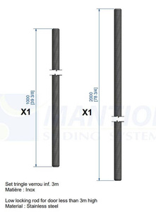 Zestaw prętów do zamka ryglowego MANTION GH10430KL-01, do skrzydeł niższych niż 3 metry