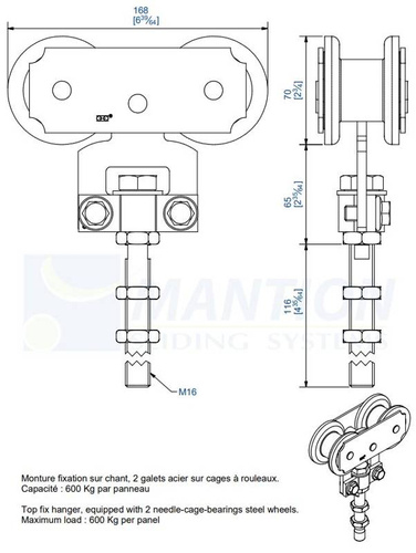 Wózek 4-kołowy MANTION 0285L, ocynk