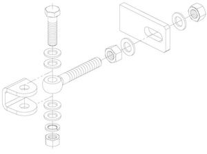Regulowany w trzech kierunkach zawias 180° Locinox GBMU; M12 - M22