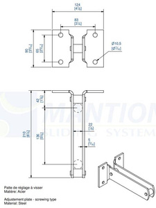Podwójny regulowany uchwyt ścienny do przykręcenia MANTION 8576, ocynk