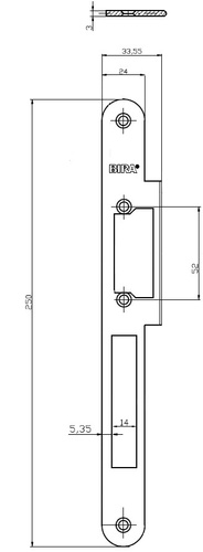 Blacha płaska, zamknięta do elektrozaczepów BIRA OK-C4, stal nierdzewna