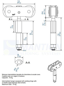 Wózek 4-kołowy do wspawania MANTION 0552SO, ocynk