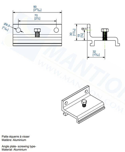 Uchwyt ścienny MANTION 10053, aluminium