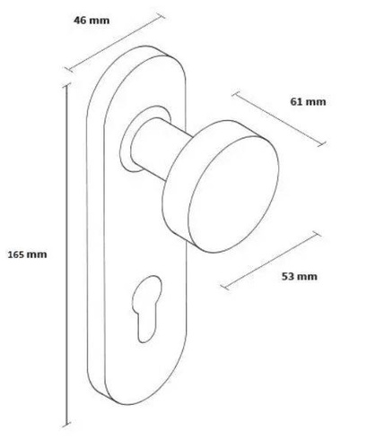 Gałka drzwiowa nierdzewna, płaska na szyldzie 165 mm Metal-Bud