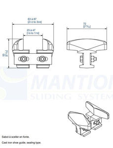 Regulowany prowadnik dolny MANTION 1011, żeliwo