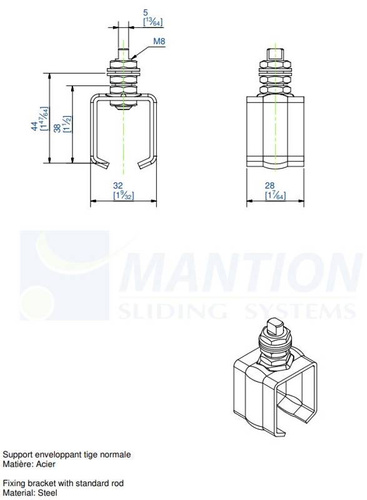 Uchwyt sufitowy z trzpieniem MANTION 2521, ocynk