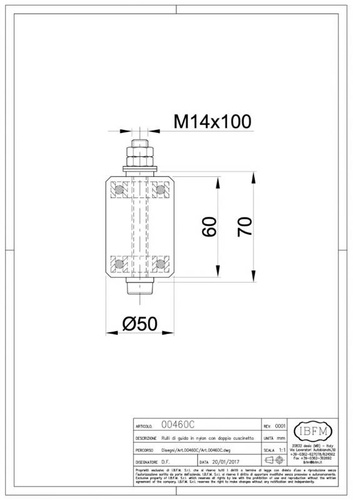 Nylonowa rolka prowadząca z łożyskiem kulkowym IBFM, typ 460C