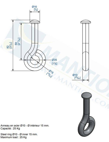 Hak oczkowy MANTION 8321