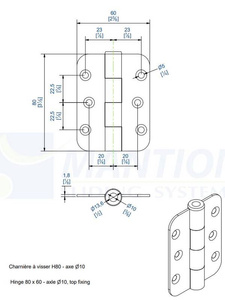 Zawias przykręcany MANTION 1510C, Ø10 mm, ocynk