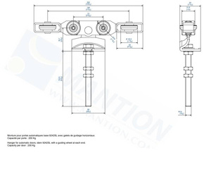 Wózek 6-kołowy z przedłużonym trzpieniem do drzwi automatycznych MANTION 9242SEL, ocynk