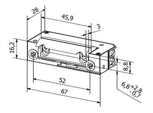 Elektrozaczep BIRA Hartte XS, normalnie zamknięty (NC) z pamięcią i wyłącznikiem