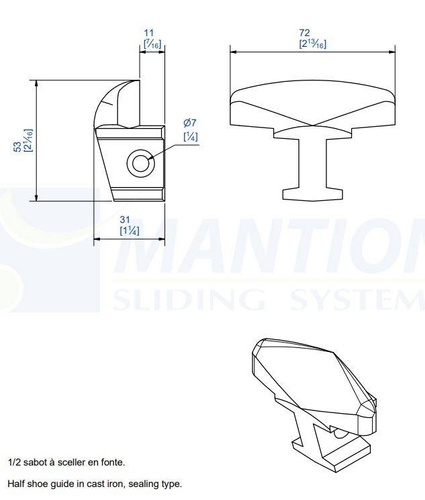 Prowadnik dolny MANTION 1012, żeliwo