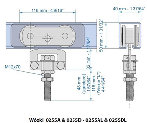 Wózek 4-kołowy MANTION 0255AL, ocynk