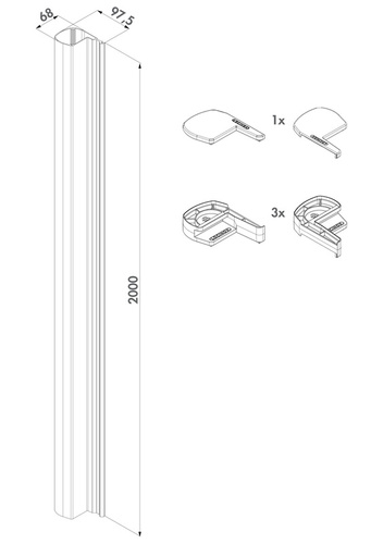 Profil wypełniający pod zwory magnetyczne Locinox N-LINE-MAG-3000