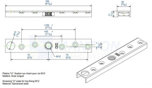 Płytka montażowa U-kształtna do skrzydeł drewnianych MANTION 0056W, ocynk