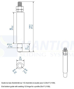 Prowadnik dolny do wspawania MANTION 1104SOE, ocynk