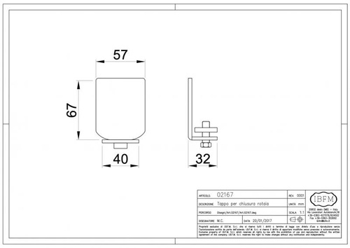 Zaślepka szyny IBFM 57x67 mm, typ 2167