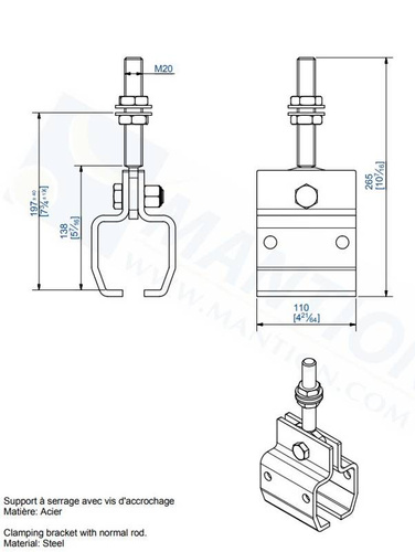 Regulowany, wychylny uchwyt sufitowy MANTION 9062, ocynk