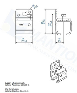 Uchwyt ścienny MANTION 9018VXA2, stal nierdzewna AISI 304