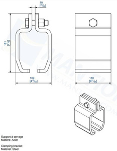 Uchwyt sufitowy do płaskownika MANTION 9072N, ocynk