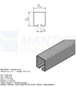 Szyna nośna MANTION SPORTUB 3530, ocynk